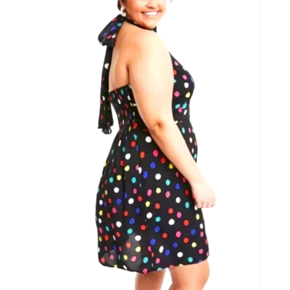RIXO x Target Multicolor Polka Dot Mini Halter Tie Dress Plus Size 3X NWT